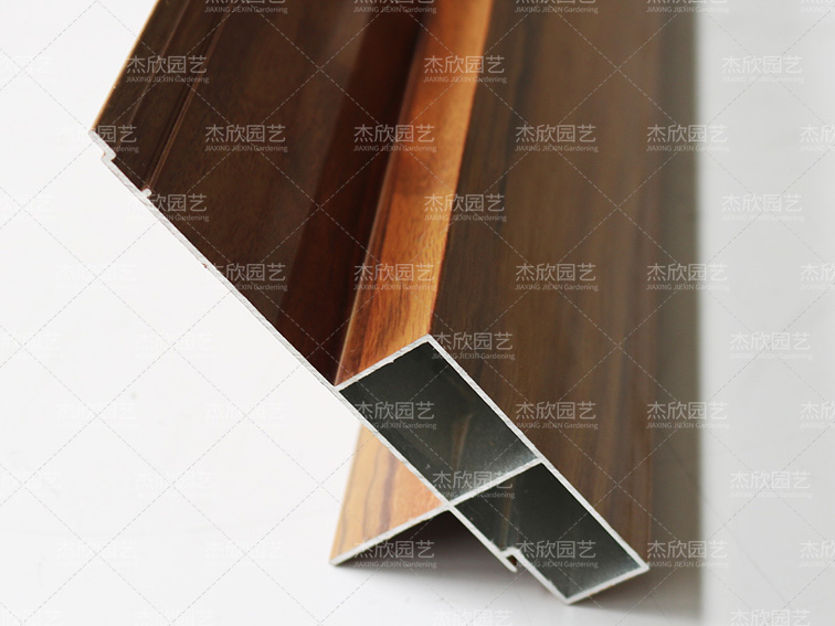 木纹铝合金花箱材料带筋←侧板